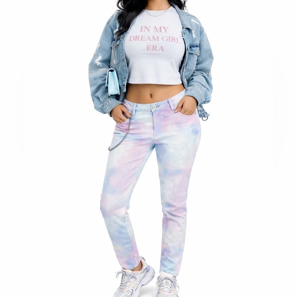 Style & Co. Denim - Style & Co. Curvy Watercolor Skinny Jeans Pastel Tie-Dye-Sz 14-